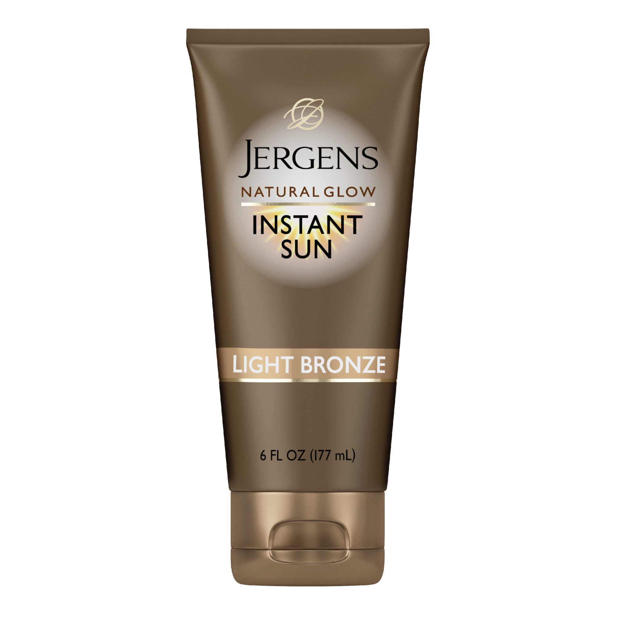 Jergens Natural Glow Instant Tanning Moisturizer, Light Bronze, 6 fl oz | Instant Bronze Color, Natural-Looking Tan, Lightweight Formula, Streak-Free Application, Sunless Glow