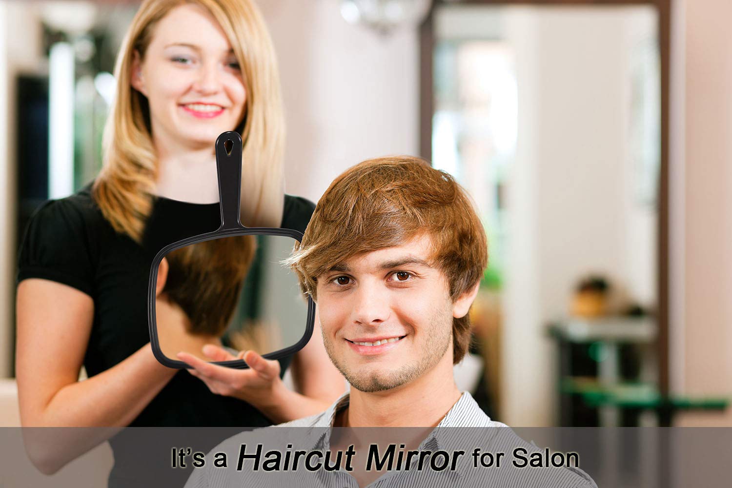 Buy now PROTECLE Hand Mirror, 10.3" L x 7.4" W Salon Barber Hairdressing Handheld Mirror with Handle, Square Black at indiglob india