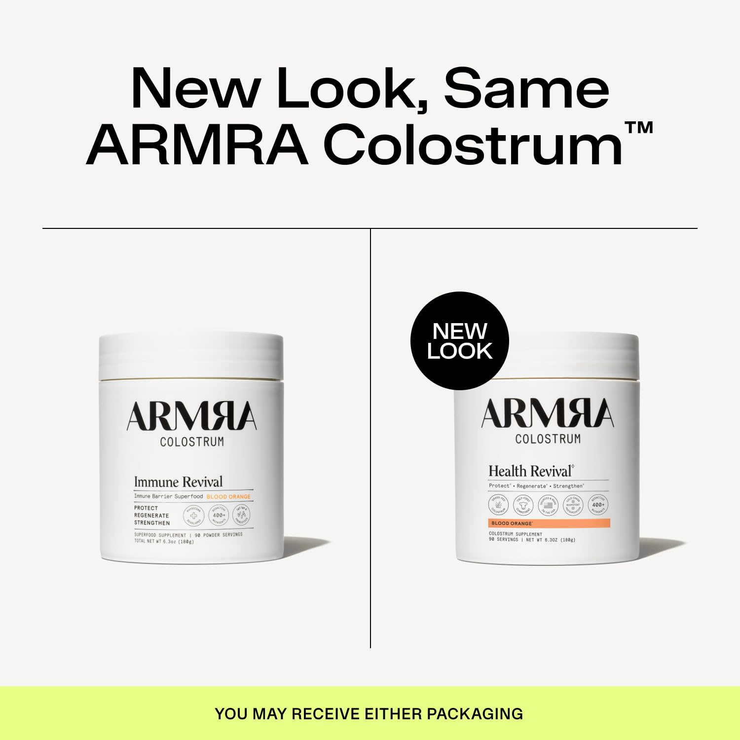 ARMRA Colostrum Powder, Blood Orange, 90 Serving Jar | Gut Health | Debloat | Hair & Skin | Immune Support | Keto | Gluten Free | Grass Fed Bovine Colostrum Supplement