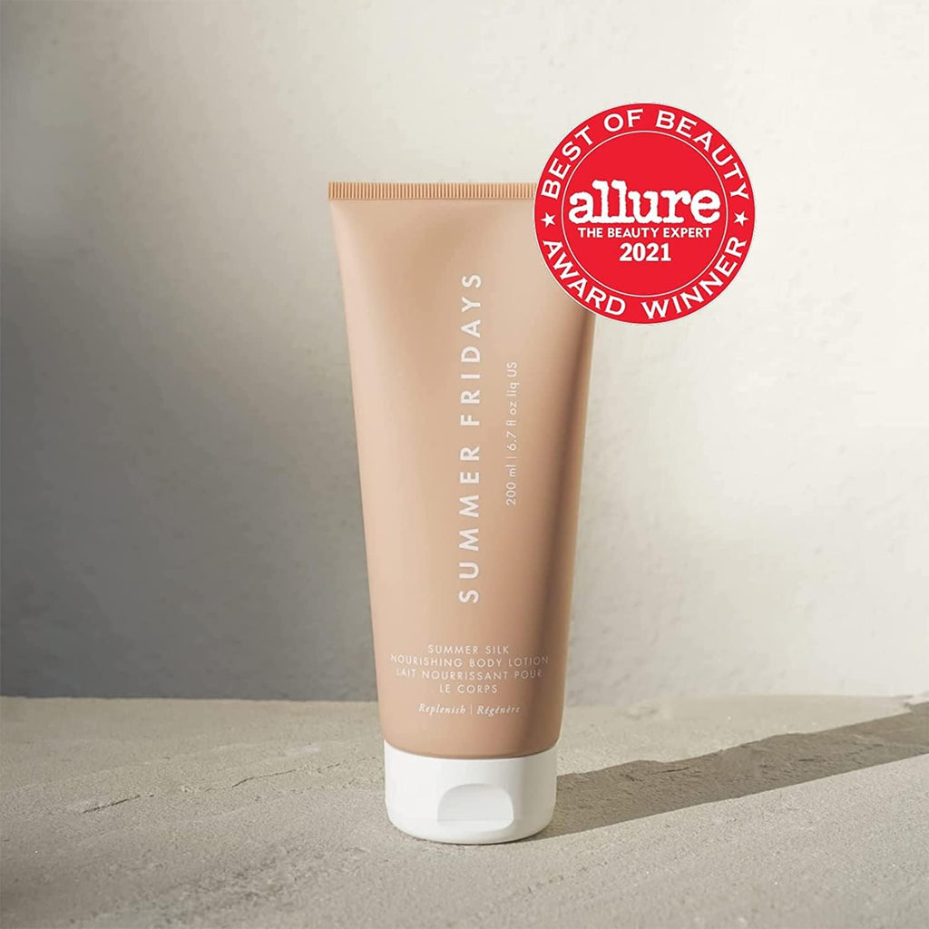 Buy now Summer Fridays Summer Silk Nourishing Body Lotion - Hydrating Body Lotion with Hyaluronic Acid, Shea Butter, Grapeseed Oil, and Cocoa Butter - Non-Greasy Moisturizer for Dry Skin (6.7 Fl Oz) at indiglob india