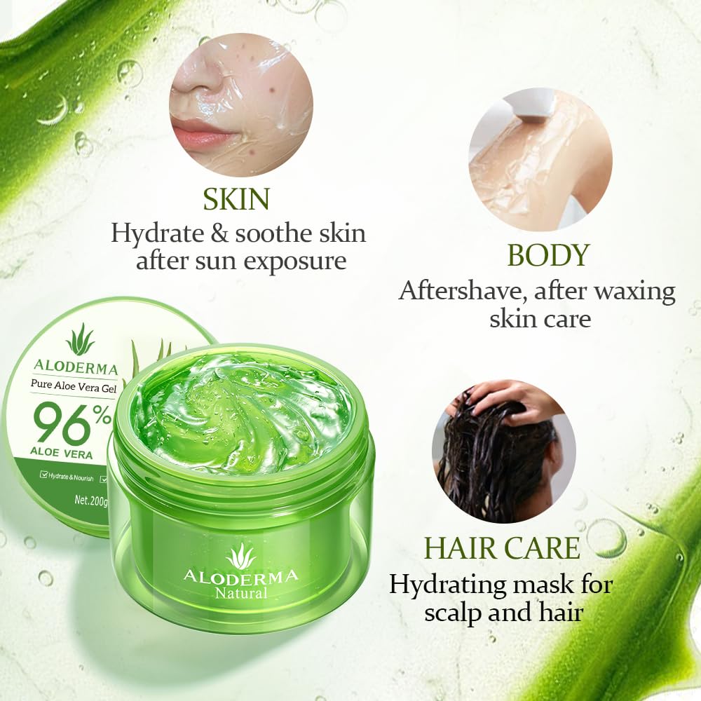 Buy now Aloderma Aloe Vera Gel Made within 12 Hours of Harvest with 96% Pure Organic Aloe Vera for Skin, Scalp, & Hair, Soothing Aloe Face Moisturizer, Multipurpose, Hydrating Aloe Gel, 7.05oz at indiglob india