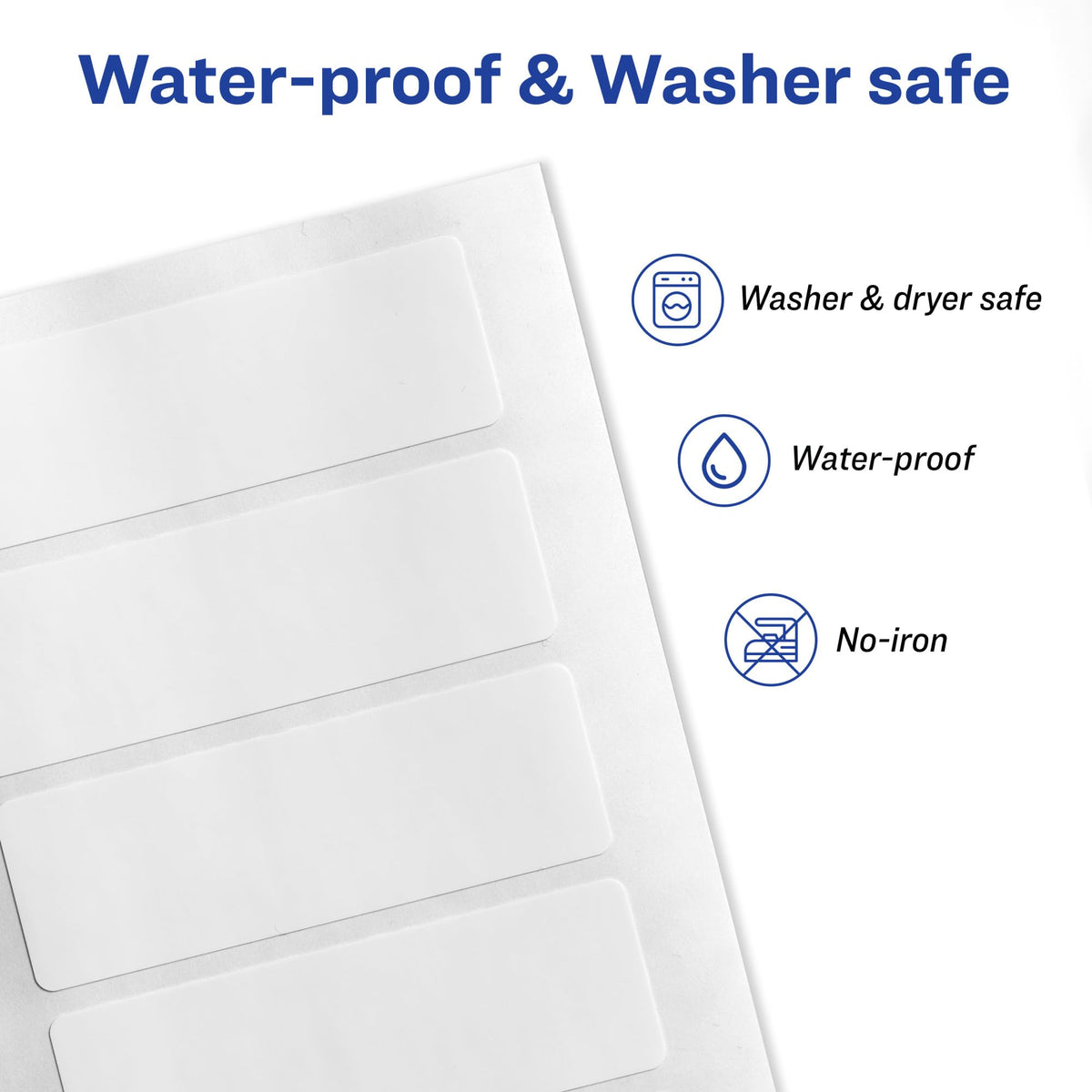 Avery No-Iron Fabric Labels, 1" x 3", Washer and Dryer-Safe Waterproof Labels, Non-Printable, 20 Total (40724)