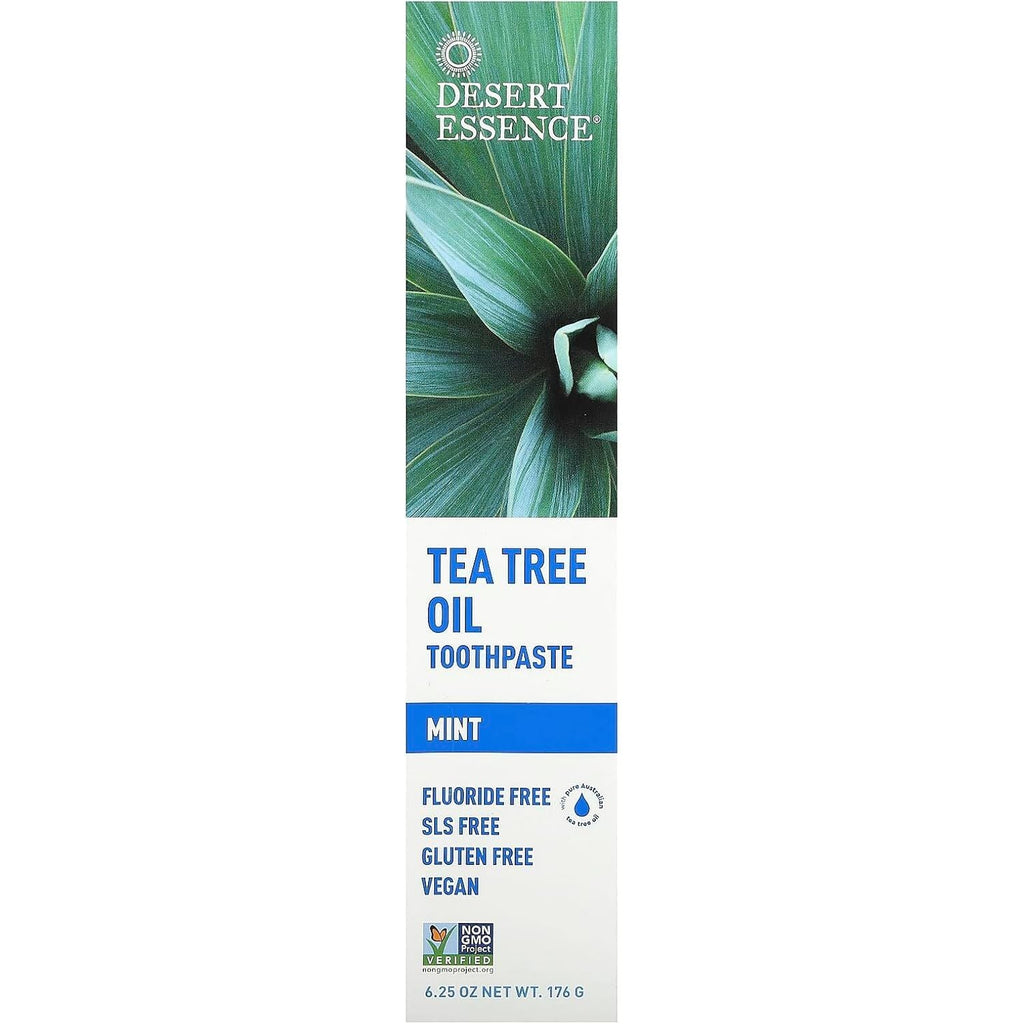 Buy now Desert Essence Tea Tree Oil Toothpaste - Mint - 6.25 Ounce - Refreshing Taste - Deep Cleans Teeth & Gums - Helps Fight Plaque - Sea Salt - Pure Essential Oil - Baking Soda - Promotes Healthy Mouth at indiglob india
