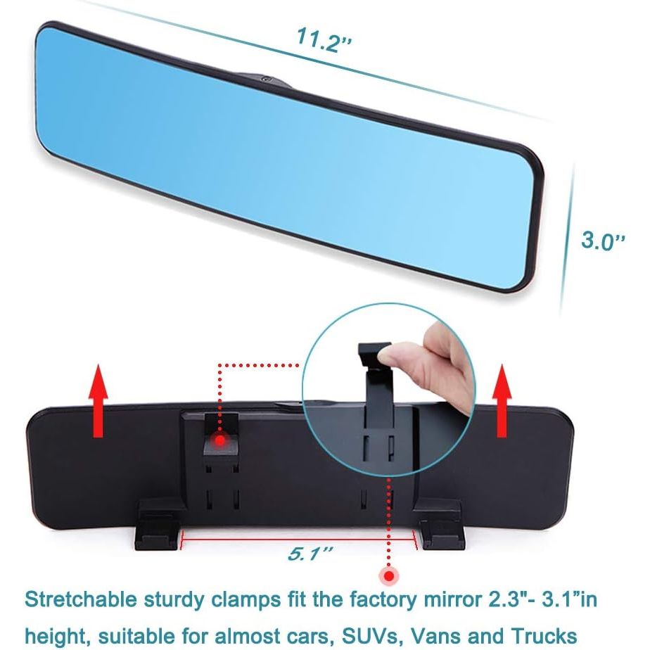 Buy now SkycropHD Anti Glare Rear View Mirror for Car, Clip on Wide Angle Panoramic Rearview Mirror Eliminate Blind Spots – Convex, Blue at indiglob india