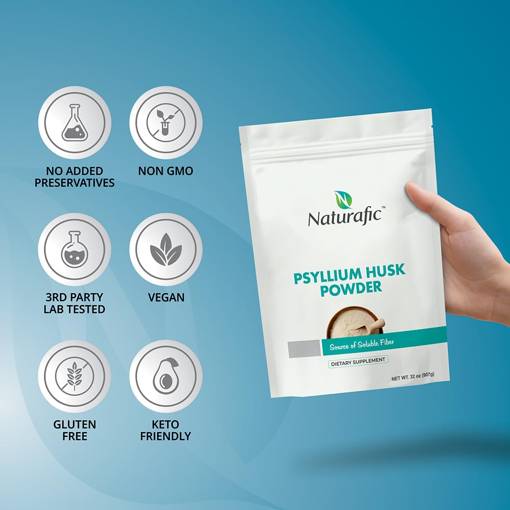 Psyllium Husk Powder Unflavored – Digestive Fiber Supplement for Bowel Regularity & Gut Health – Non-GMO, Gluten-Free, Vegan, Keto Friendly – 32oz