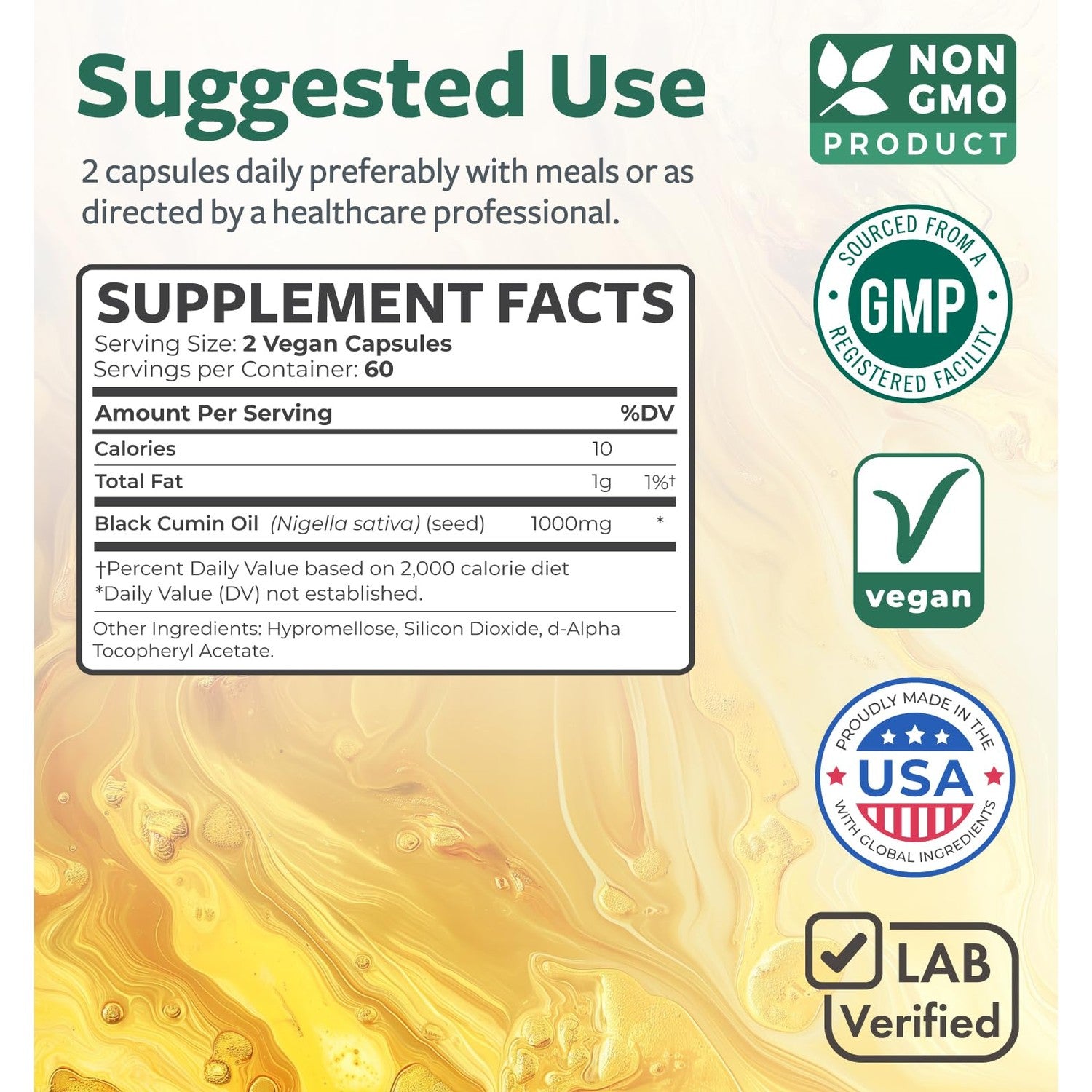 Black Seed Oil - 120 Softgel Capsules Skin Health (Non-GMO & Vegan) Cold-Pressed Nigella Sativa Producing Pure Black Cumin Seed Oil with Vitamin E - 500mg Each, 1000mg Per 2 Capsule Serving