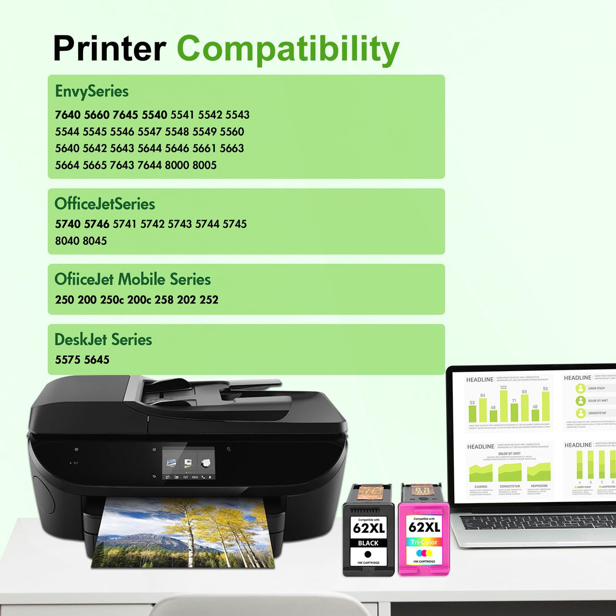 HP Ink Cartridges Combo Pack for various printer models, 100% Authentic, Available in India at Curat Cart.