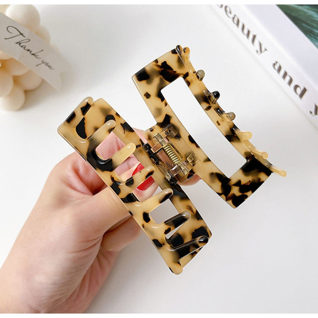 4Pcs Hair Claw Clips, Acetate Hair Banana Barrettes, French Butterfly Jaw | Hair Clips, Mermaid Color Crab Hairpin, Leopard Print Stylish Hair Accessories for Women Girls