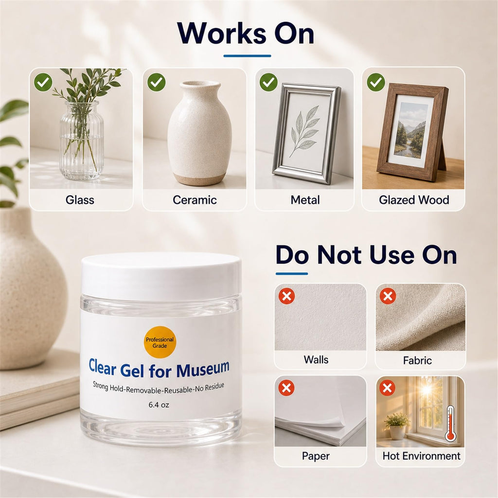Clear Gel for Museum offers strong hold on glass, ceramic, and metal. 100% Authentic, available in India at Curat Cart.