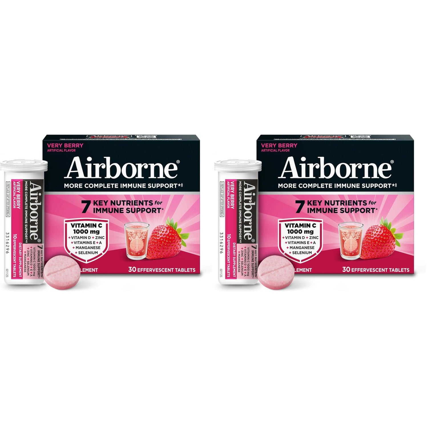 Airborne Immune Support Effervescent Tablets, Zesty Orange Flavor - 30ct with 1000mg Vitamin C + Vitamins A, D, E, Zinc, Selenium, Manganese & Herbal Blend - Sugar‑Free, Gluten‑Free
