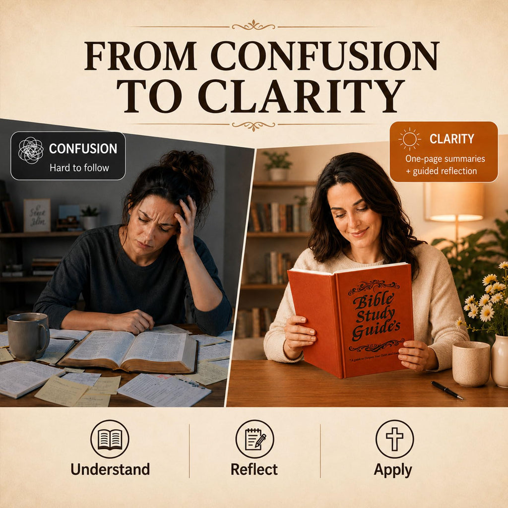 Transform confusion to clarity with the Bible Study Guide for Women, featuring one-page summaries and guided reflections. Available at Curat Cart.
