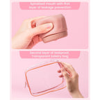 Mrsdry Travel Containers feature a spiral mouth for leak prevention and a transparent toiletry bag. Verified by CuratCart.