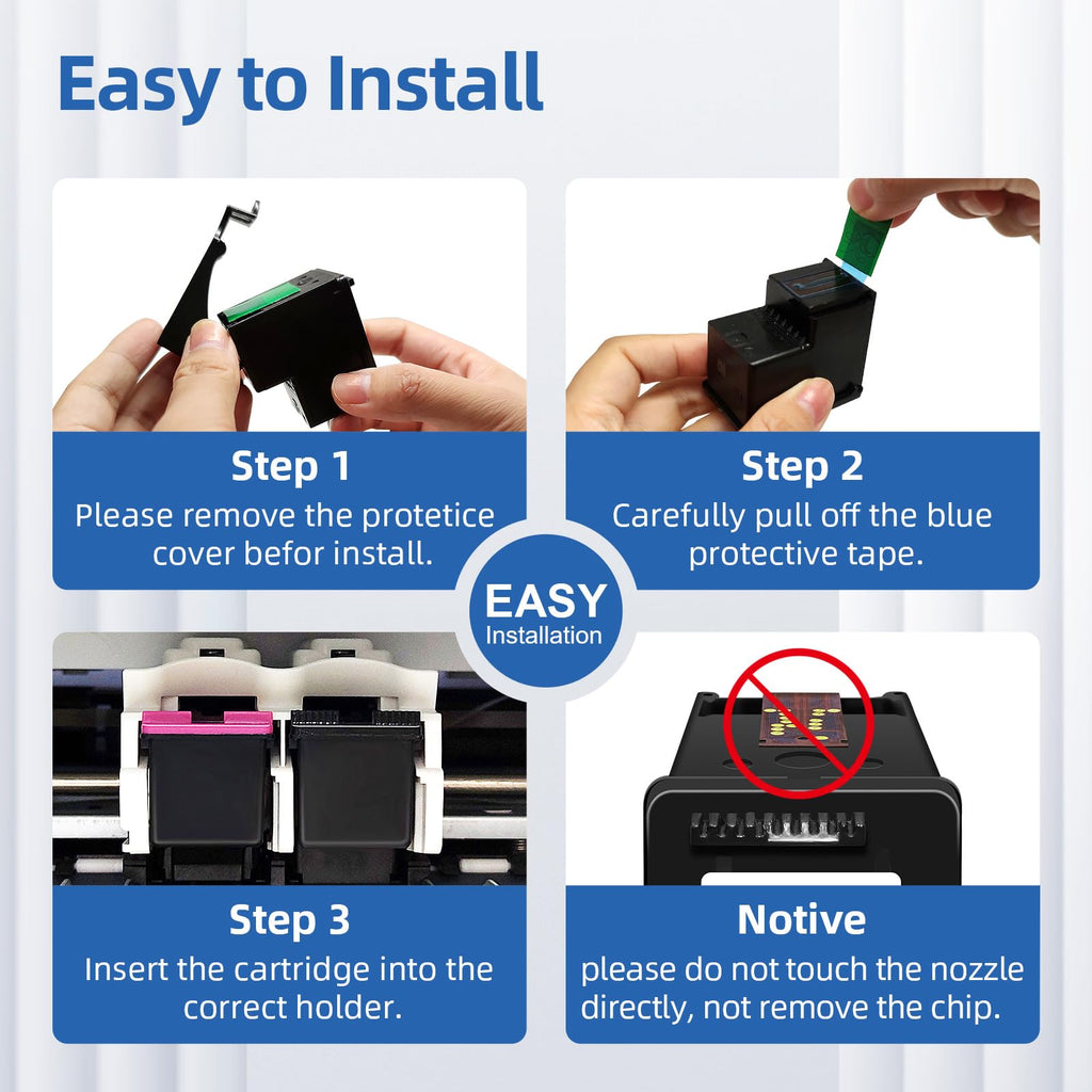 HP 68 High Yield Ink Cartridge installation guide, showcasing easy steps. 100% Authentic, available at Curat Cart in India.