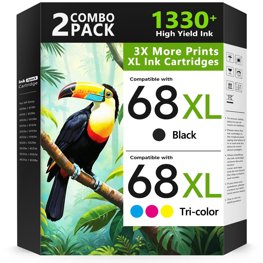 Premium imported HP 68 Ink Cartridges Combo Pack offers 1330+ high yield prints. Available at Curat Cart.