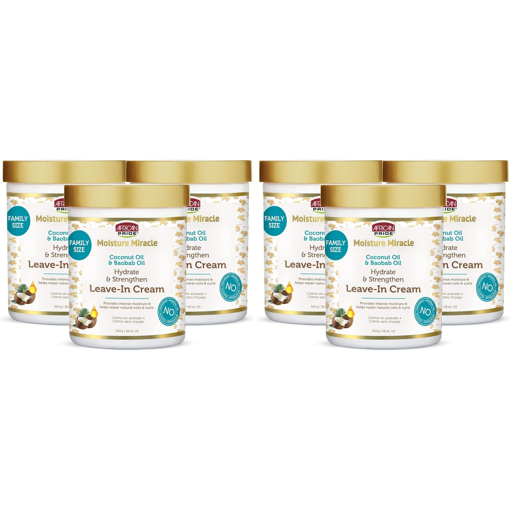 African Pride Moisture Miracle Coconut Oil & Baobab Oil Leave-In Hair Cream (3 Pack) - Provides Intense Moisture & Helps Repair Natural Coils & Curls, Hydrates & Strengthens, 18 oz