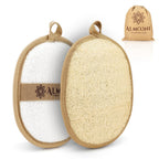 Almooni Natural Loofah Exfoliating Body Scrubber, Shower Sponge 2 Count | Natural Egyptian Loofah, Exfoliating Sponge for Face and Body, Bath Shower Loofah Sponge for Women and Men, 2 count pack