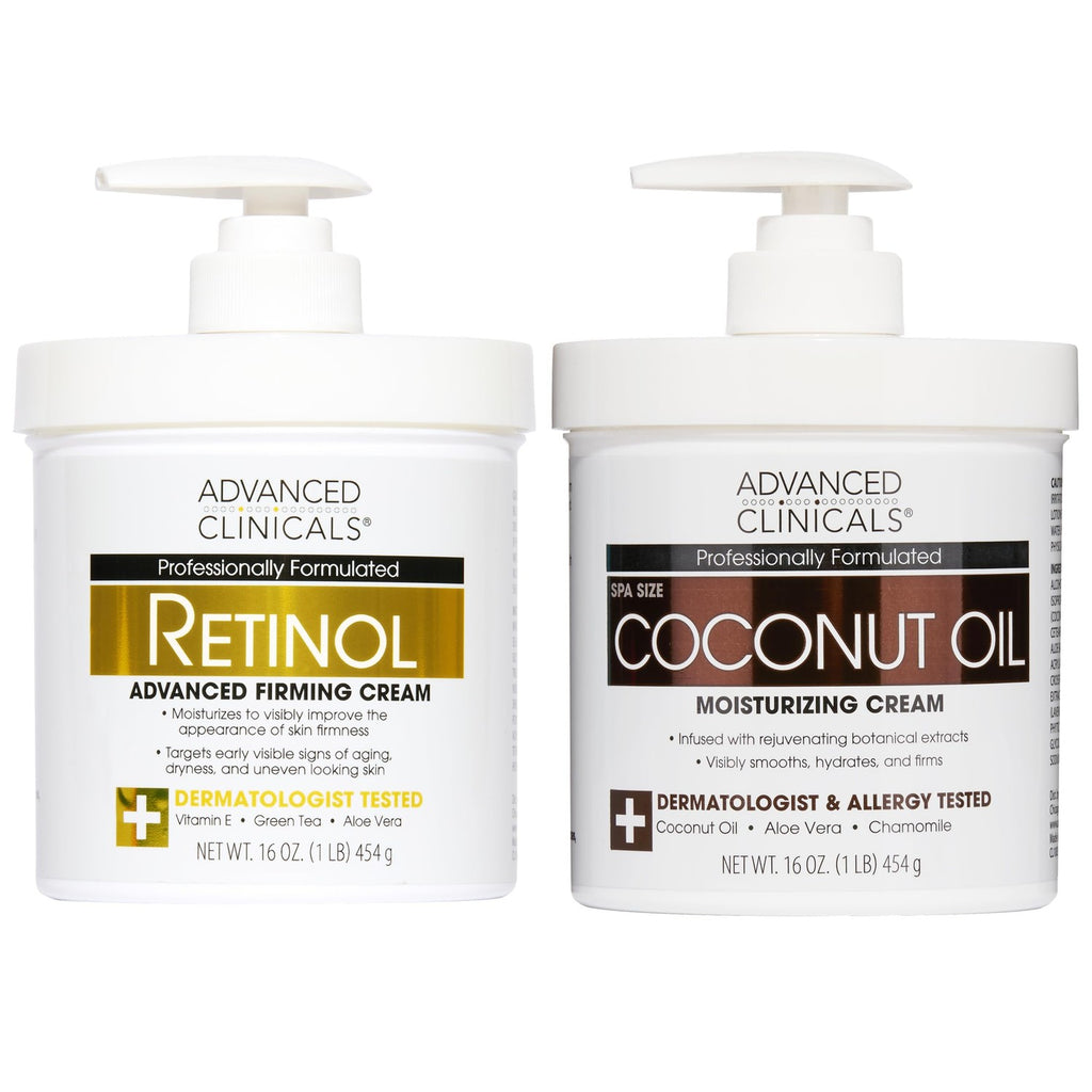 Buy now Advanced Clinicals Manuka Honey Body Cream For Women & Men | Body Butter Lotion For Extremely Dry Skin | Collagen Cream | Skincare Moisturizer Hydrating Balm Improves Look Of Aging Skin, 16 Ounce Retinol + Coconut Oil Cream Bundle 2 Piece Set at indiglob india