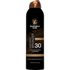 Australian Gold Continuous Spray Sunscreen with Instant Bronzer SPF 30, Immediate Glow & Dries Fast Water Resistant NonGreasy Oxybenzone Free Cruelty Free, Bronzer New, Orange, 6 Oz