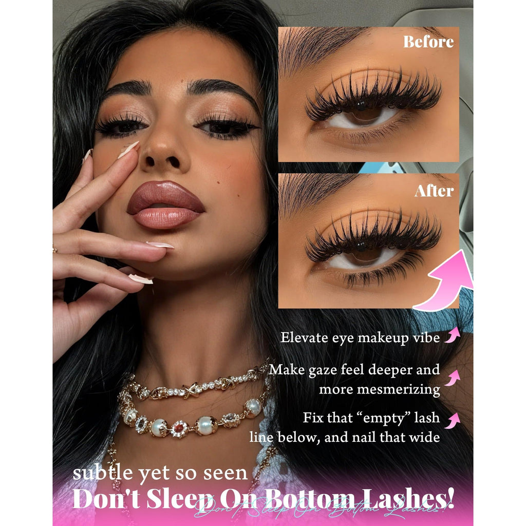 Authentic Calphdiar Bottom Lash Clusters enhance eye makeup with natural, deeper looks. Subtle yet captivating results.