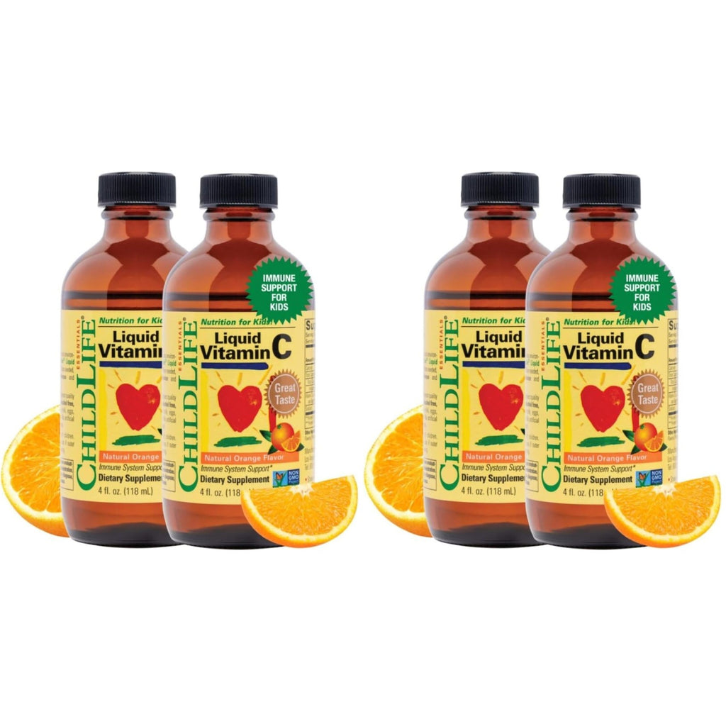 CHILDLIFE ESSENTIALS Liquid Vitamin C Low Sugar Kids, 4 Fl Oz (Pack of 2) | Pure Vitamin C Liquid Supplement, Toddlers, Babies, Immune System Support, Natural Orange Flavor, Kids, Low Sugar