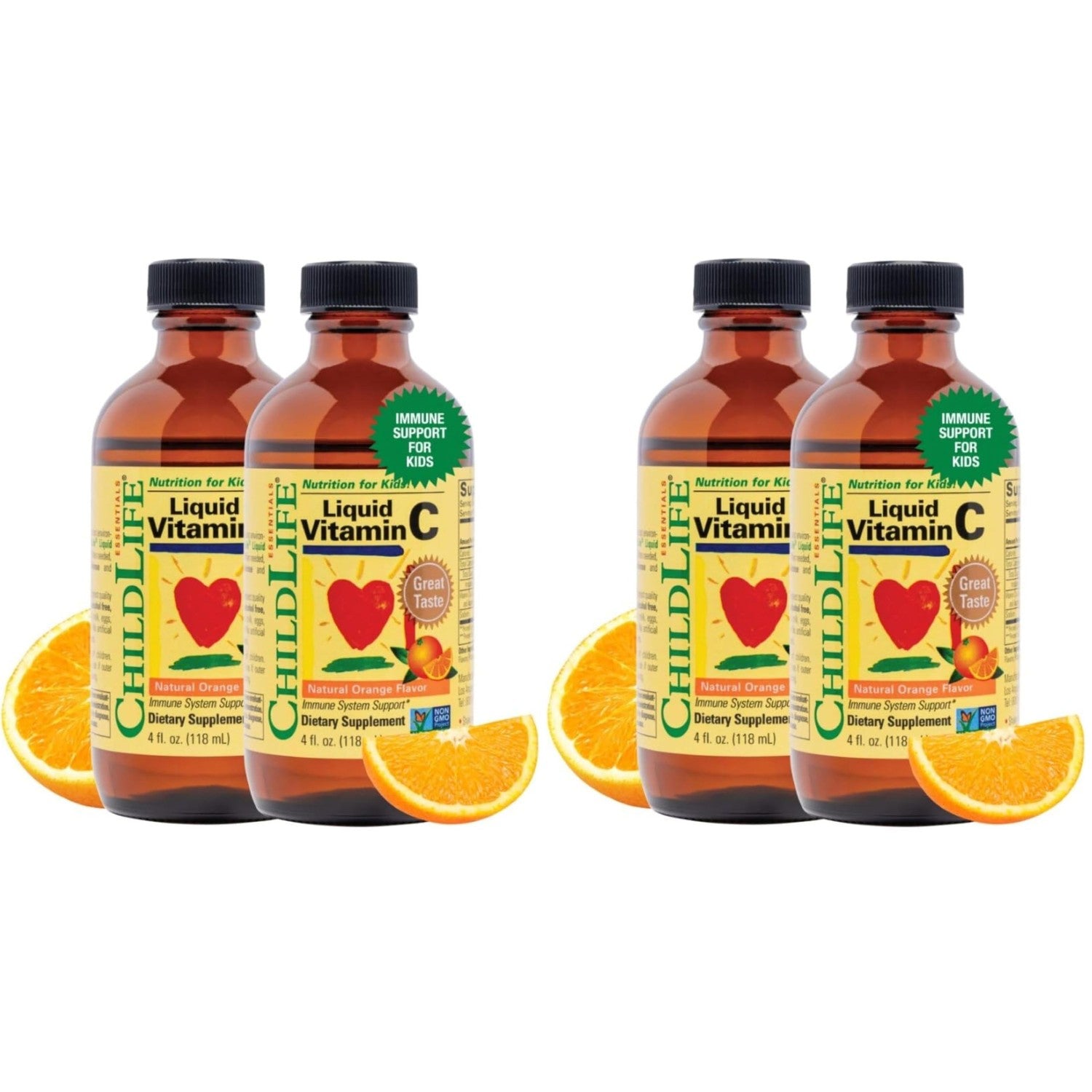 CHILDLIFE ESSENTIALS Liquid Vitamin C Low Sugar Kids, 4 Fl Oz (Pack of 2) | Pure Vitamin C Liquid Supplement, Toddlers, Babies, Immune System Support, Natural Orange Flavor, Kids, Low Sugar