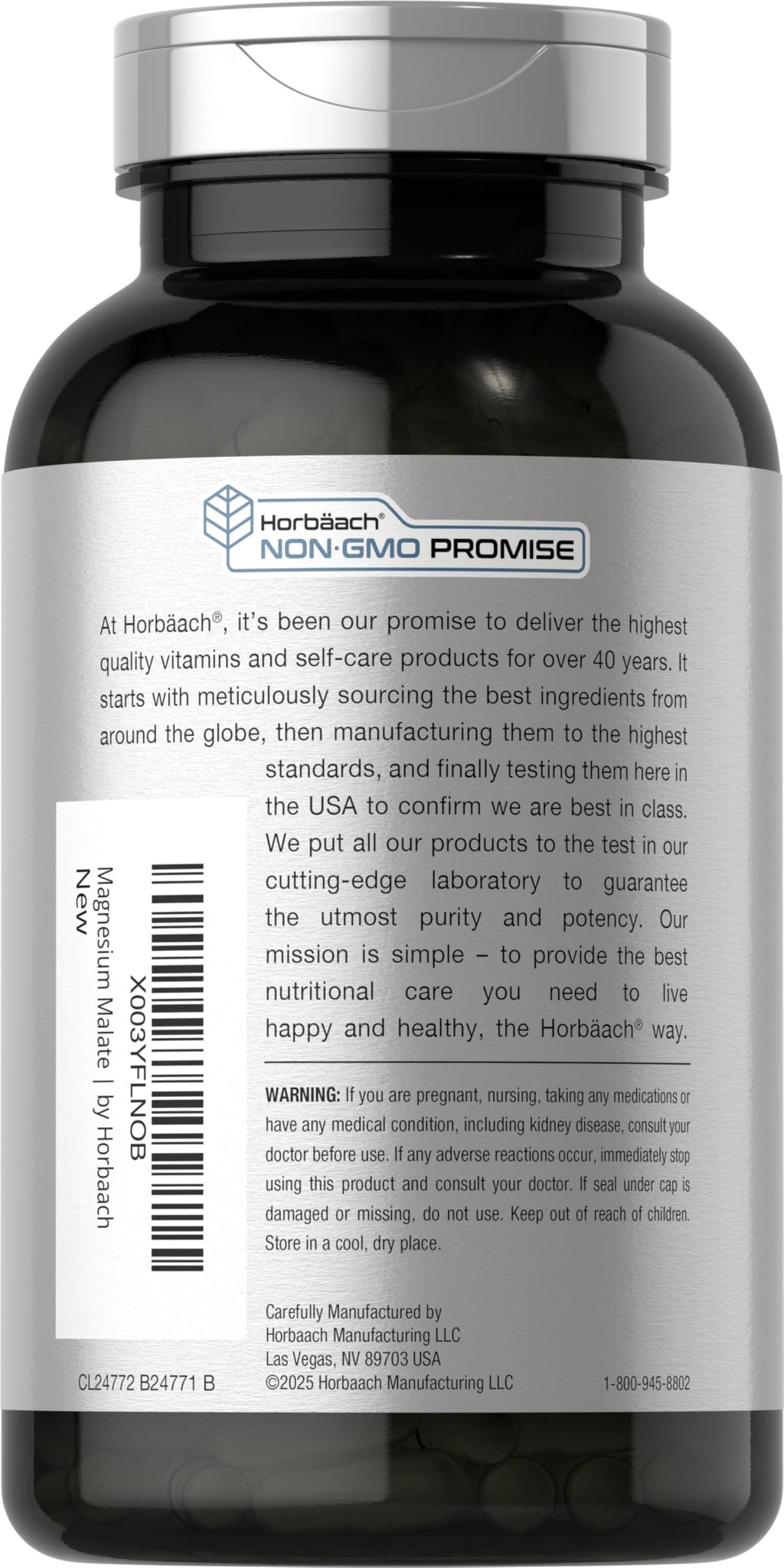 Horbäach Magnesium Malate | 1800mg | 250 Caplets