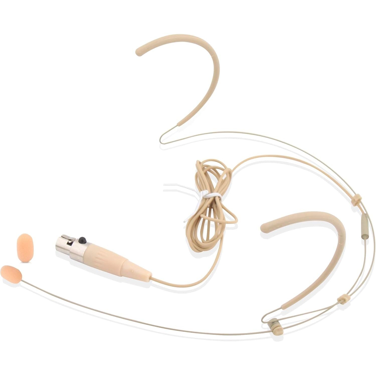 Buy now Pyle Pro Dual Over-Ear Headset Microphone - Professional Hands-Free Omni-Directional Boom Condenser Mic with 4-Pin Mini XLR, 3.9ft Cable, Windscreen - Secure Fit, Pro Audio for Presentations (Beige) at indiglob india