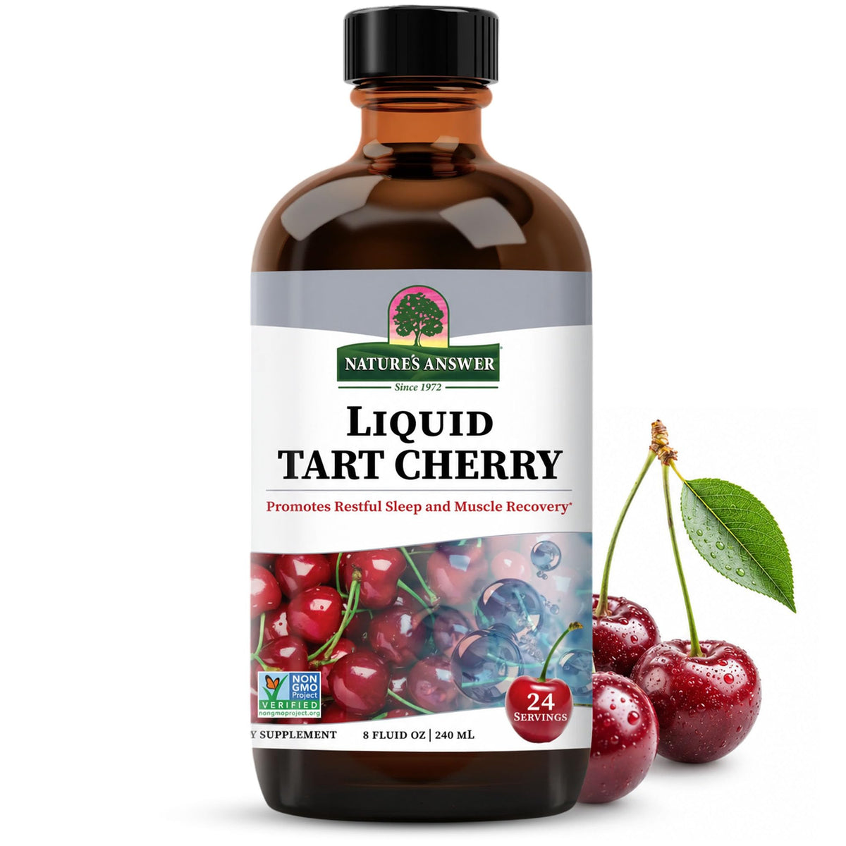 Nature's Answer Tart Cherry 8 Ounce Liquid | Promotes Recovery & Sleep | Rich in Anthocyanins | Non GMO | Gluten Free | Vegan