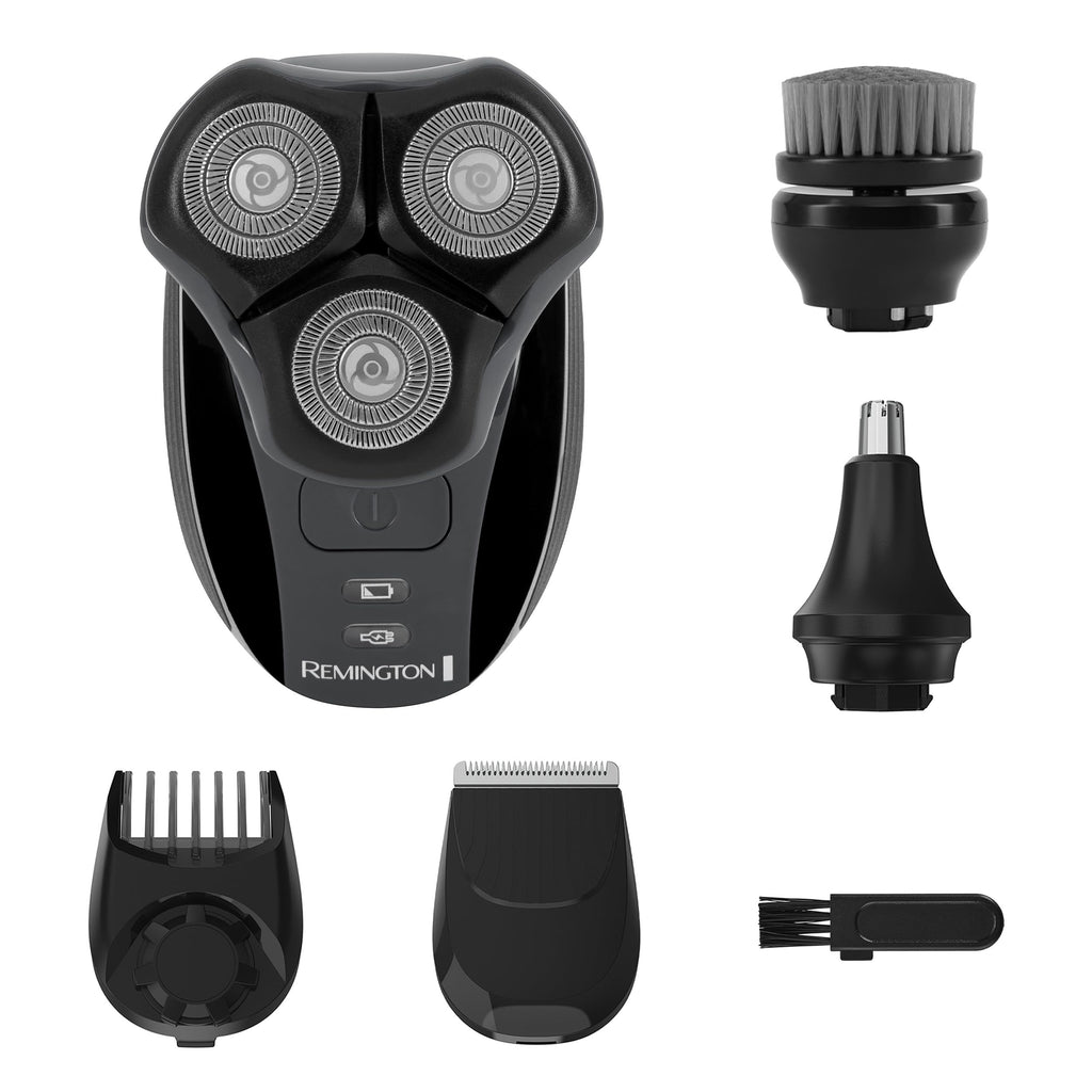 Remington Balder MAX Head Shaver for Men, 7-Head Rotary Wet & Dry Razor | Cordless Design for Flexible Use, 70-Min Runtime, rechargeable battery, wet & dry shaving, sleek black finish