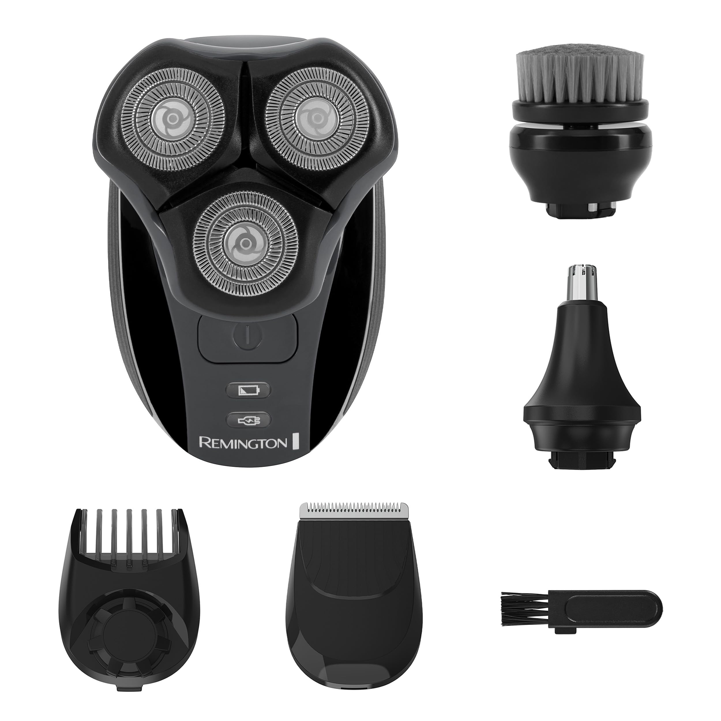 Remington Balder MAX Head Shaver for Men, 7-Head Rotary Wet & Dry Razor | Cordless Design for Flexible Use, 70-Min Runtime, rechargeable battery, wet & dry shaving, sleek black finish