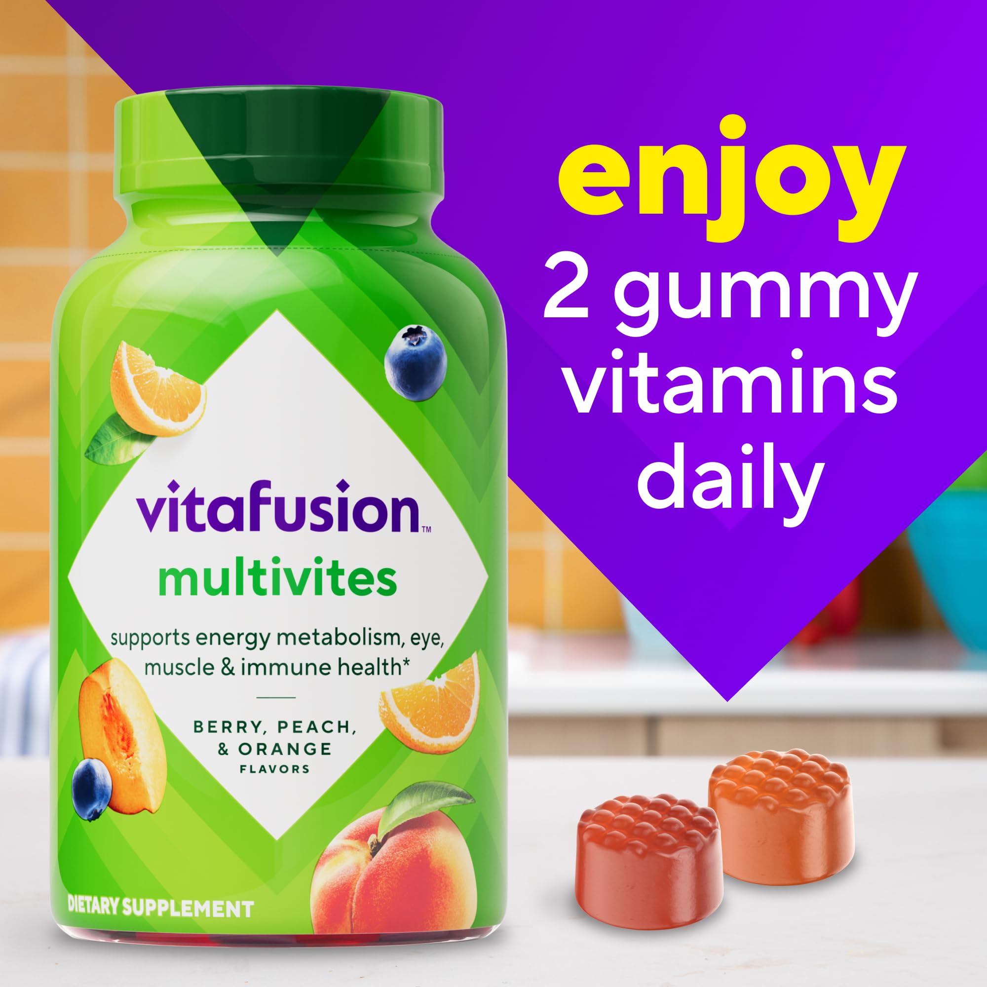 Vitafusion Multivitamin Gummies | 120 Adult Gummy Vitamins | for Men & Women | Assorted Fruit Flavors | Gluten and Dairy-Free Supplement