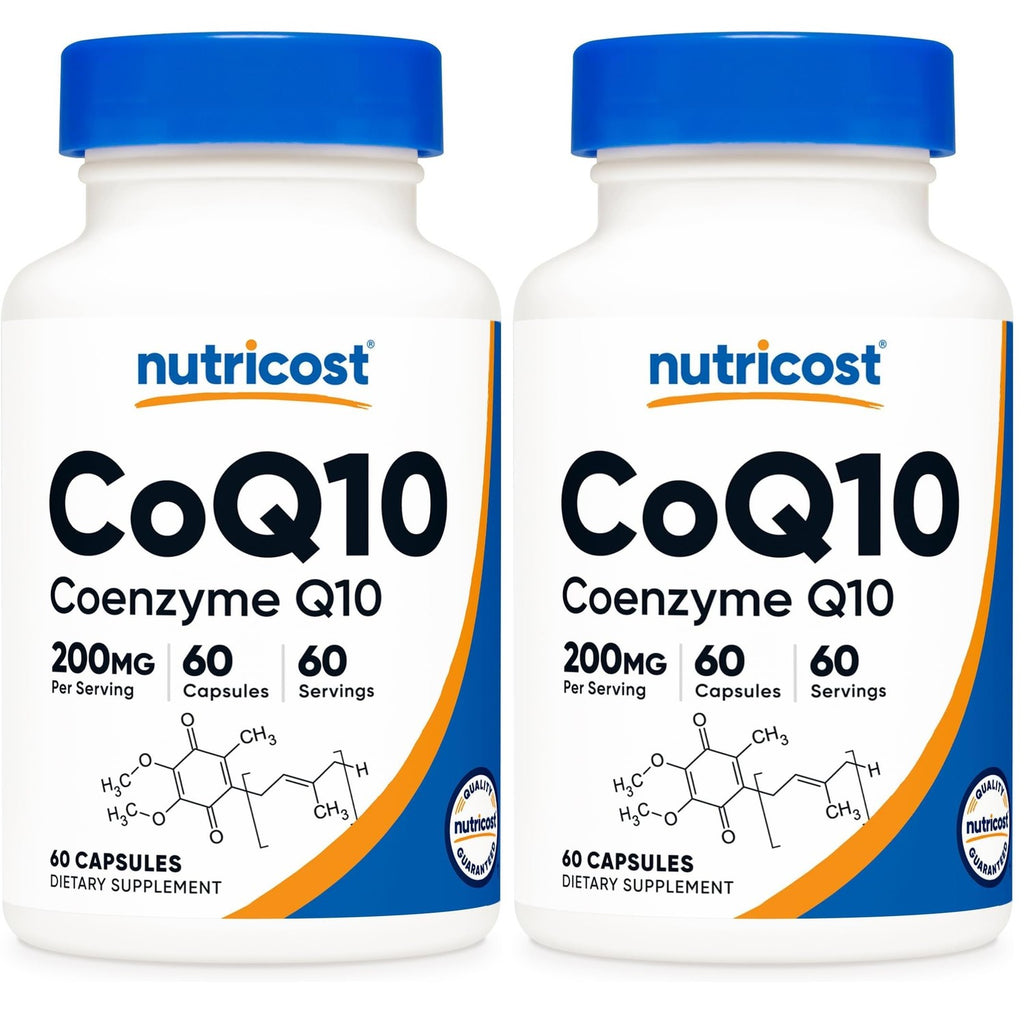 Nutricost CoQ10 200mg, 60 Vegetarian Capsules, 60 Servings, Vegetarian | High Absorption, GMO-Free, Coenzyme Q10