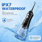 Cordless Water Flosser for Teeth with 6 Jet Tips, DIY 5 Modes 320ML Tank IPX7 Waterproof Portable Rechargeable Water flosser for Dental Hygiene Cordless for Home and Travel, Black