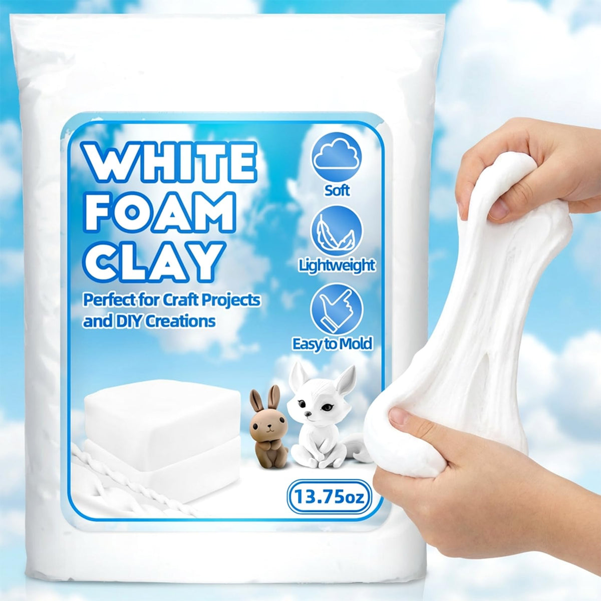 RAINFLOW White Foam Clay - Moldable Cosplay Foam Clay Soft Squishy