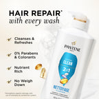 Pantene 2-in-1 Shampoo & Conditioner, Classic Clean - Pro-V Nutrients for Dry, Color-Treated Hair, Healthy Looking Hair Every Wash, Antioxidant-Rich, 27.7 Oz Each, 2-Pack + Rescue Shot (0.5 Oz)
