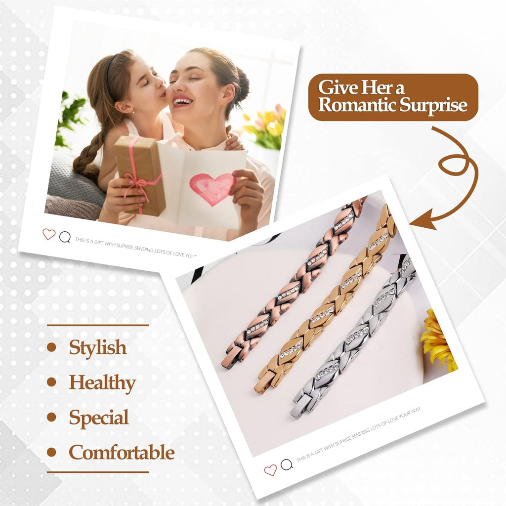 Buy now Jecanori Pure Copper Bracelets for Women,Ultra Magnetic Bracelets for Women with 3500 Gauss Magnets,Crystal Valentine's Day Jewelry Gift, Sizing Tool at indiglob india