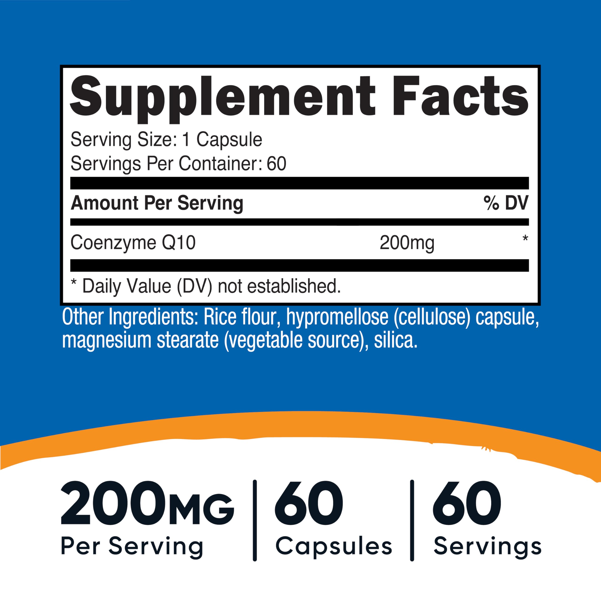 Nutricost CoQ10 200mg, 60 Vegetarian Capsules, 60 Servings, Vegetarian | High Absorption, GMO-Free, Coenzyme Q10