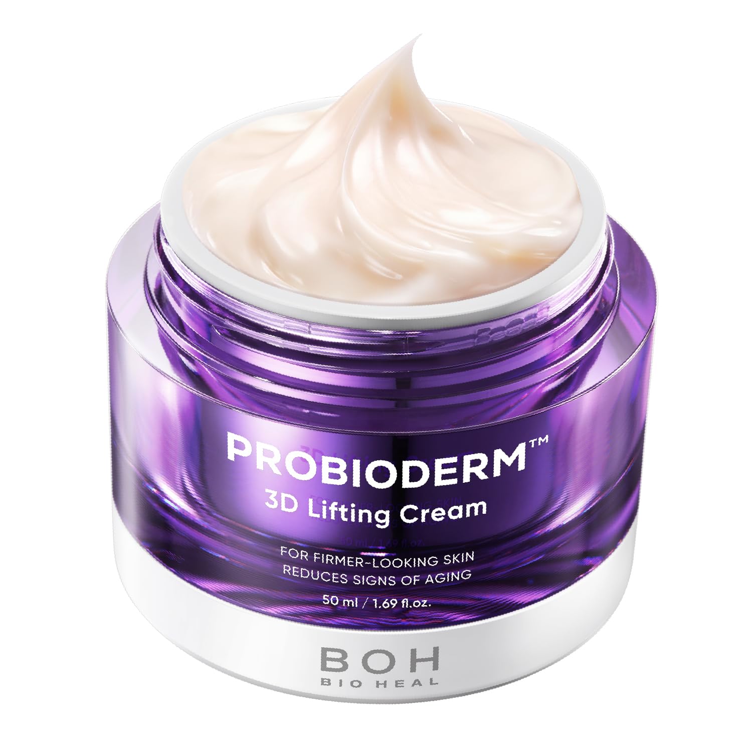 [Cardi B's Pick] BIOHEAL BOH Probioderm 3D Lifting Cream 1.7 fl oz - Advanced Korean Facial Night Cream with 17-Peptide Complex & Probioderm for Face and Neck, Butter-Rich Texture for Perfect Slugging