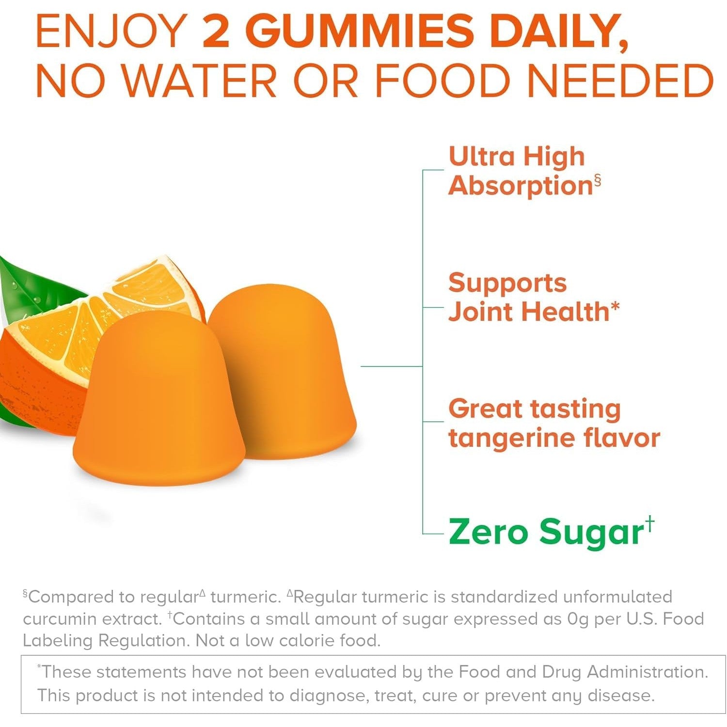 Qunol Zero Sugar Turmeric Gummies 500mg, Ultra High Absorption Gummy, 90 ct | Gluten Free Supplement that Supports Joint Health and a Healthy Inflammation Response, Great Tasting Tangerine Flavor