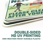 Clean Up After Your Dog Signs 2 Pack 12"x9" with Metal Stake, No Pooping Signs for Yard, Pick Up After Your Dog Signs
