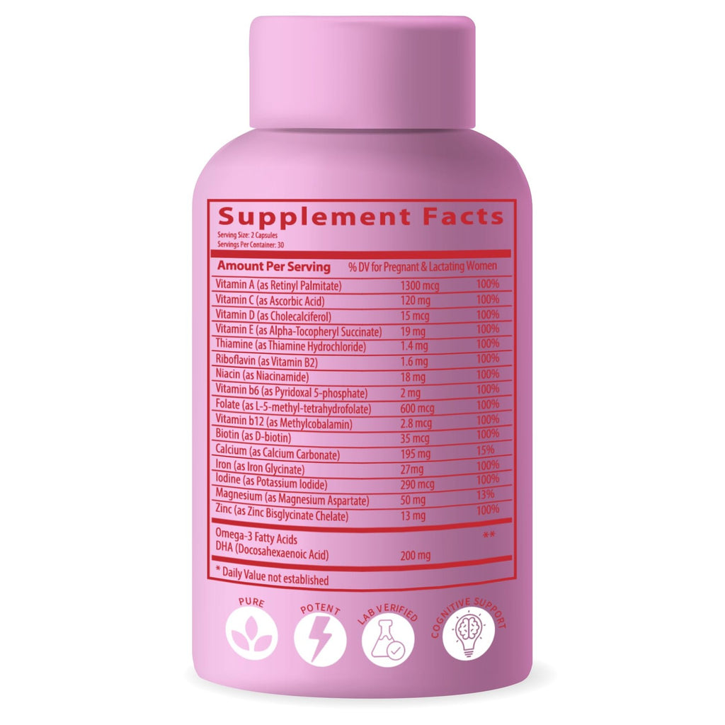 Advanced Bionetix Bio-Available Prenatal Vitamins for Women, Natural Methylated Folate Folic Acid, DHA Omega 3. Multivitamin Pre, During & Post Pregnancy