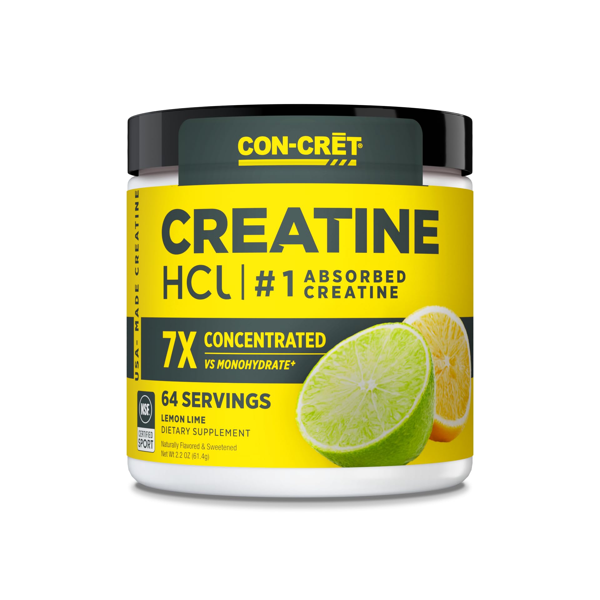 Buy now CON-CRET Creatine HCl Powder | Muscle, Cognitive, Cellular Energy Support | No Bloating or Cramps | USA Made & NSF Certified | Lemon Lime (64 Serving) Lemon Lime 64 Servings (Pack of 1) at indiglob india