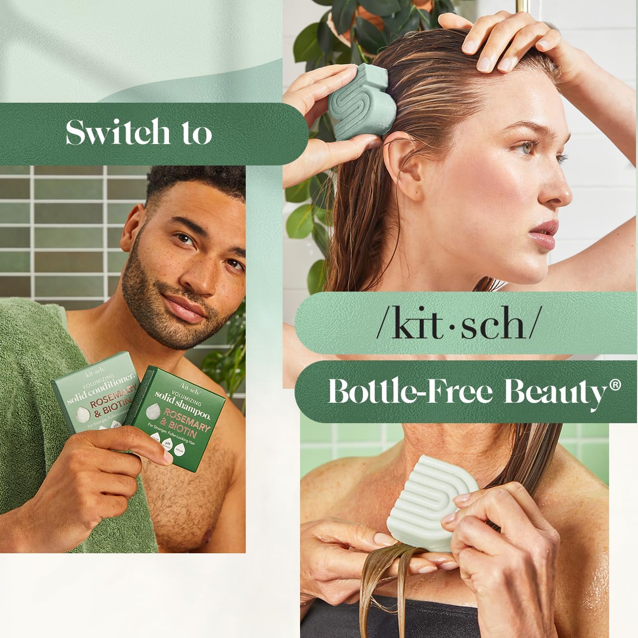 Buy now Kitsch Rosemary & Biotin Shampoo and Conditioner Set for Hair Growth - Strengthening, Thickening & Volumizing Shampoo and Conditioner Bar - Paraben, Sulfate & Silicone Free - Made in USA - 2 pack at indiglob india
