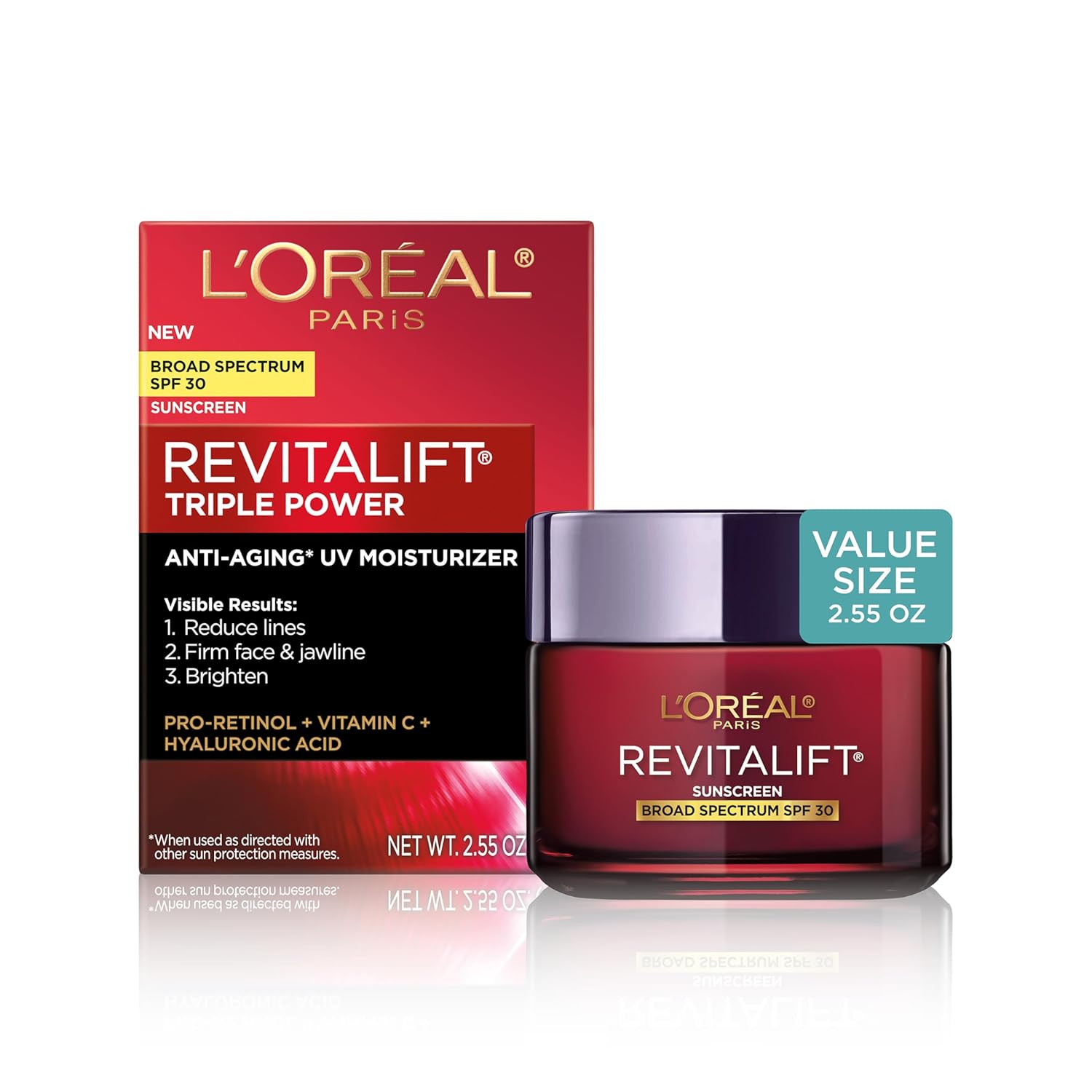 Buy now L'Oreal Paris Revitalift Triple Power Anti-Aging Face Moisturizer, Pro Retinol, Hyaluronic Acid & Vitamin C to Reduce Wrinkles, Firm & Brighten Skin, 1.7 Oz Frangranced 2.55 Ounce (Pack of 1) at indiglob india