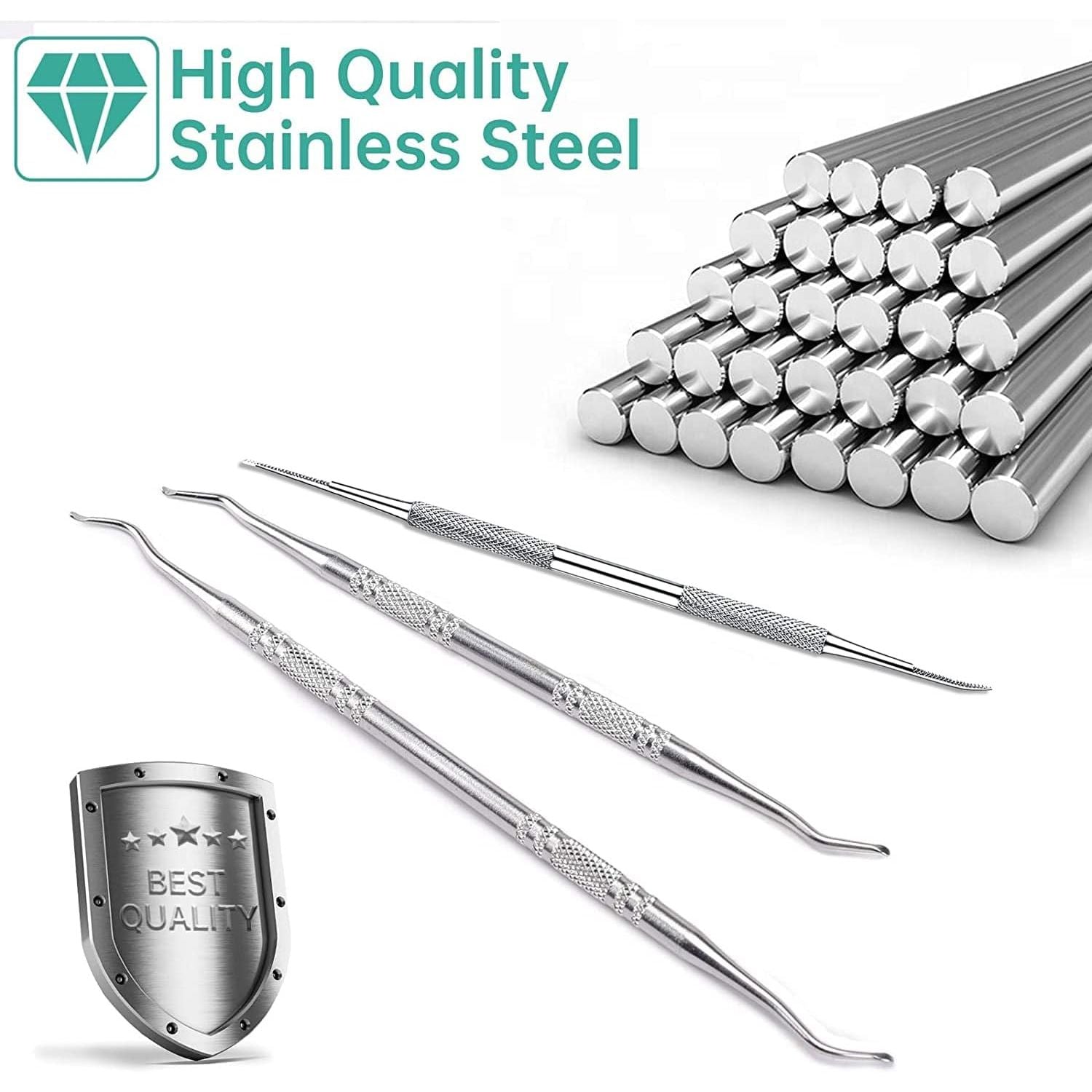 Buy now 3-Pack Ingrown Toenail File and Lifters, Professional Surgical Stainless Steel Ingrown Toenail Tool- Safe Nail Cleaning Treatment Pedicure Tools Kit Under Sidewall Cleaner Pain Relief Accessories at indiglob india