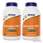 Now Betaine HCl 648mg 240 Veg Capsules - Digestive Enzymes Supplement - Enhanced with Pepsin Protease for Protein Digestion Support