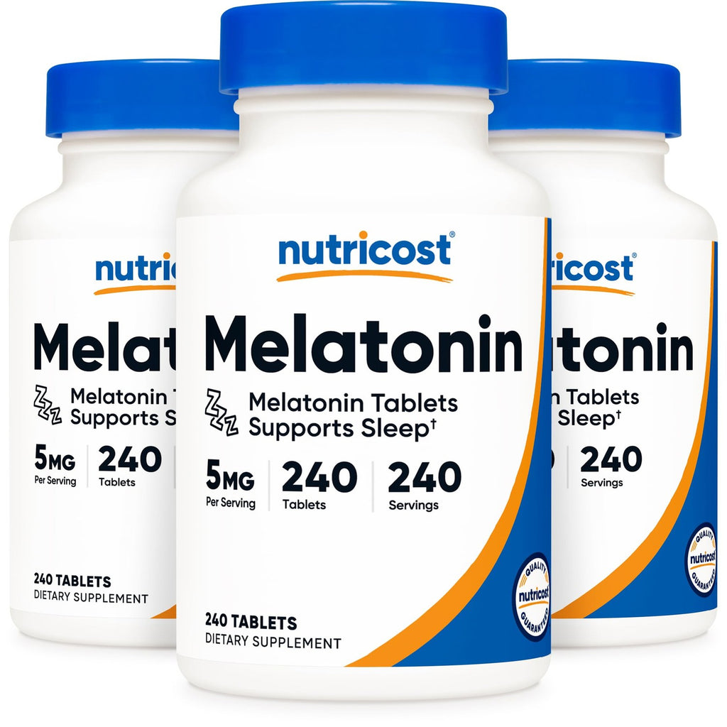 Nutricost Melatonin 5mg, 240 Tablets - 5mg Per Serving, Non-GMO, Gluten Free (Pack of 2)
