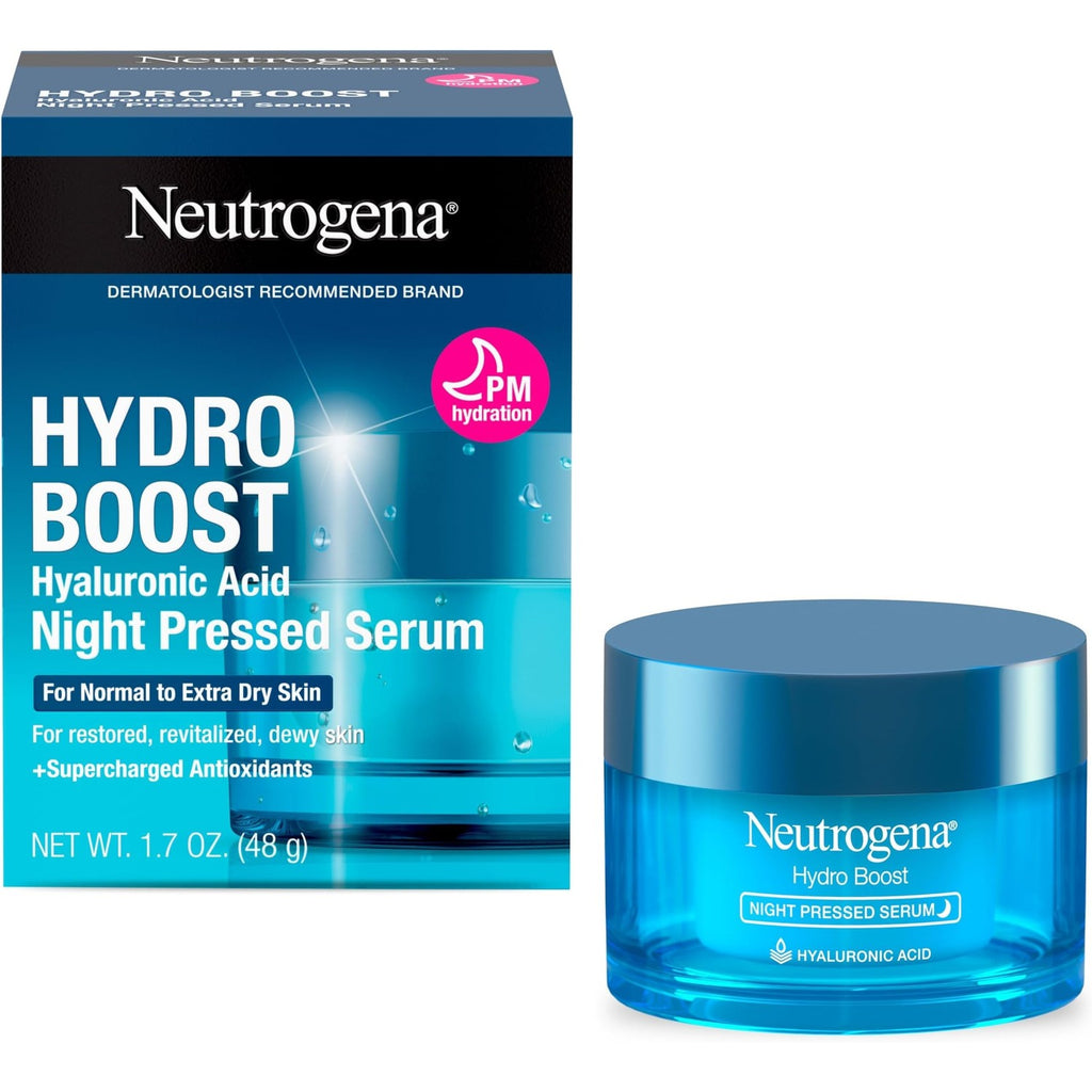 Neutrogena Hydro Boost Night Pressed Serum, 1.7 oz | Hyaluronic Acid & Antioxidants, Hydrating Face Moisturizer, Restores & Revitalizes Skin Overnight, Normal to Extra Dry Skin