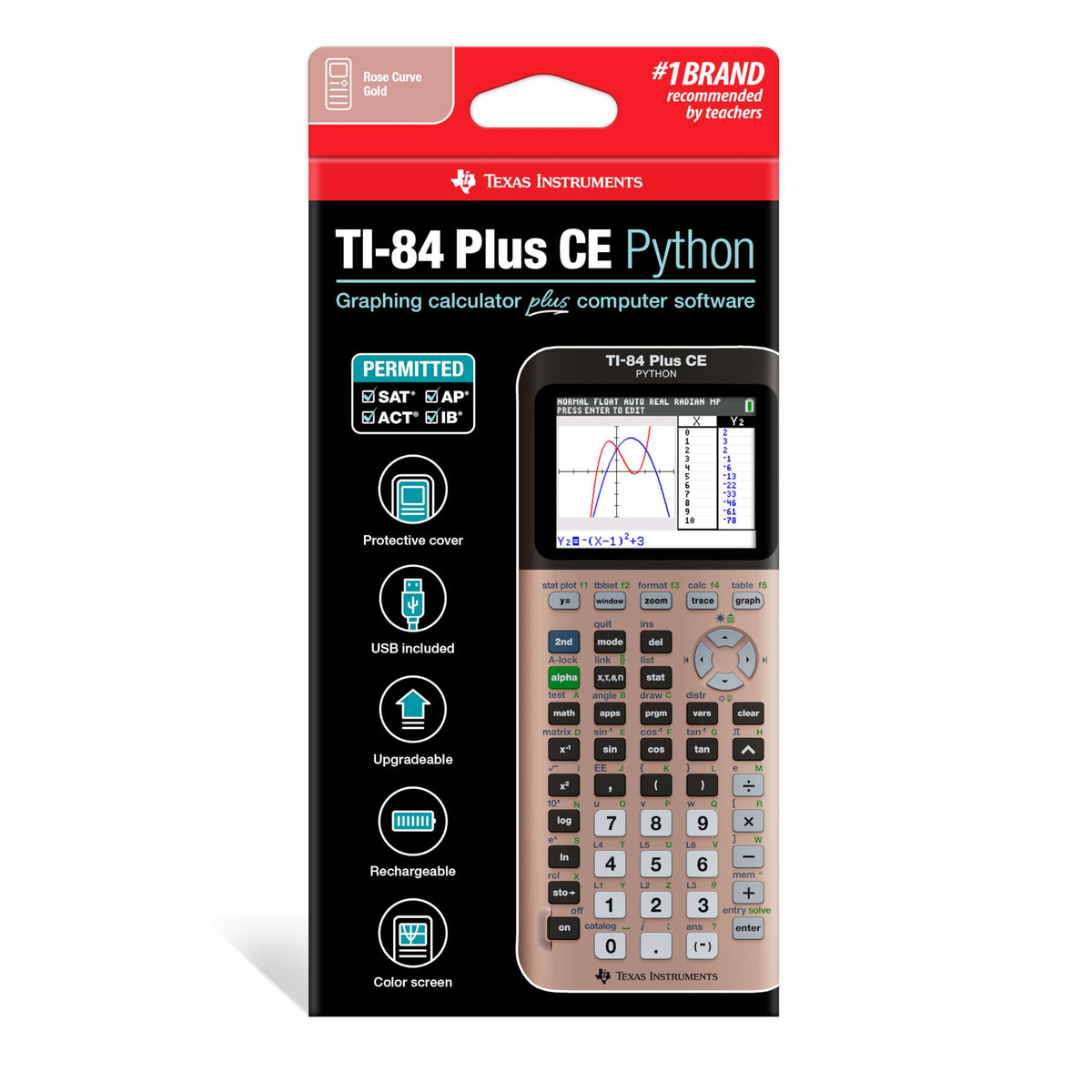 TI-84 Plus CE Graphing Calculator Texas Instruments, Rose Curve Gold