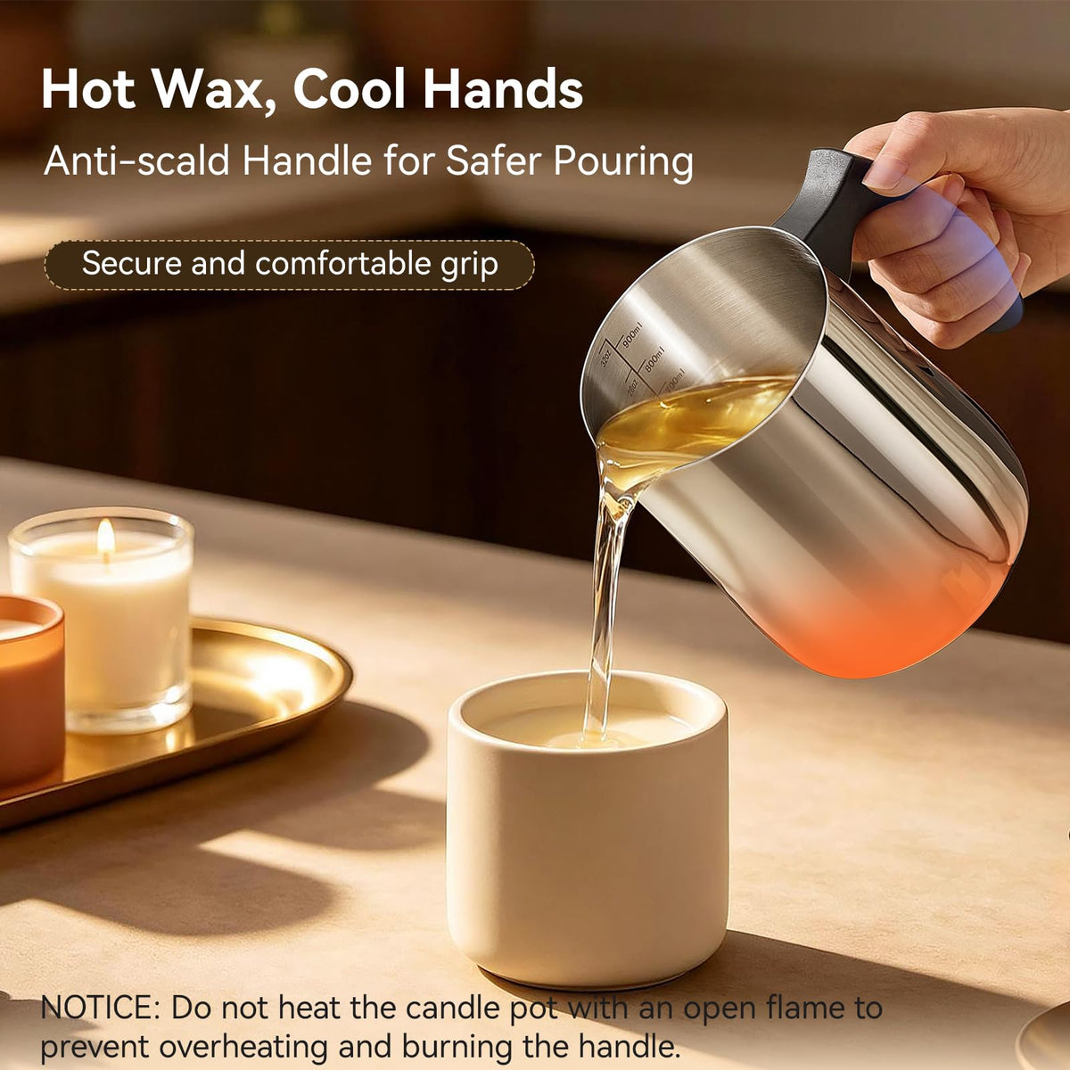 Candle Making Pouring Pot, 32 oz Stainless Steel Wax Melting Pot
